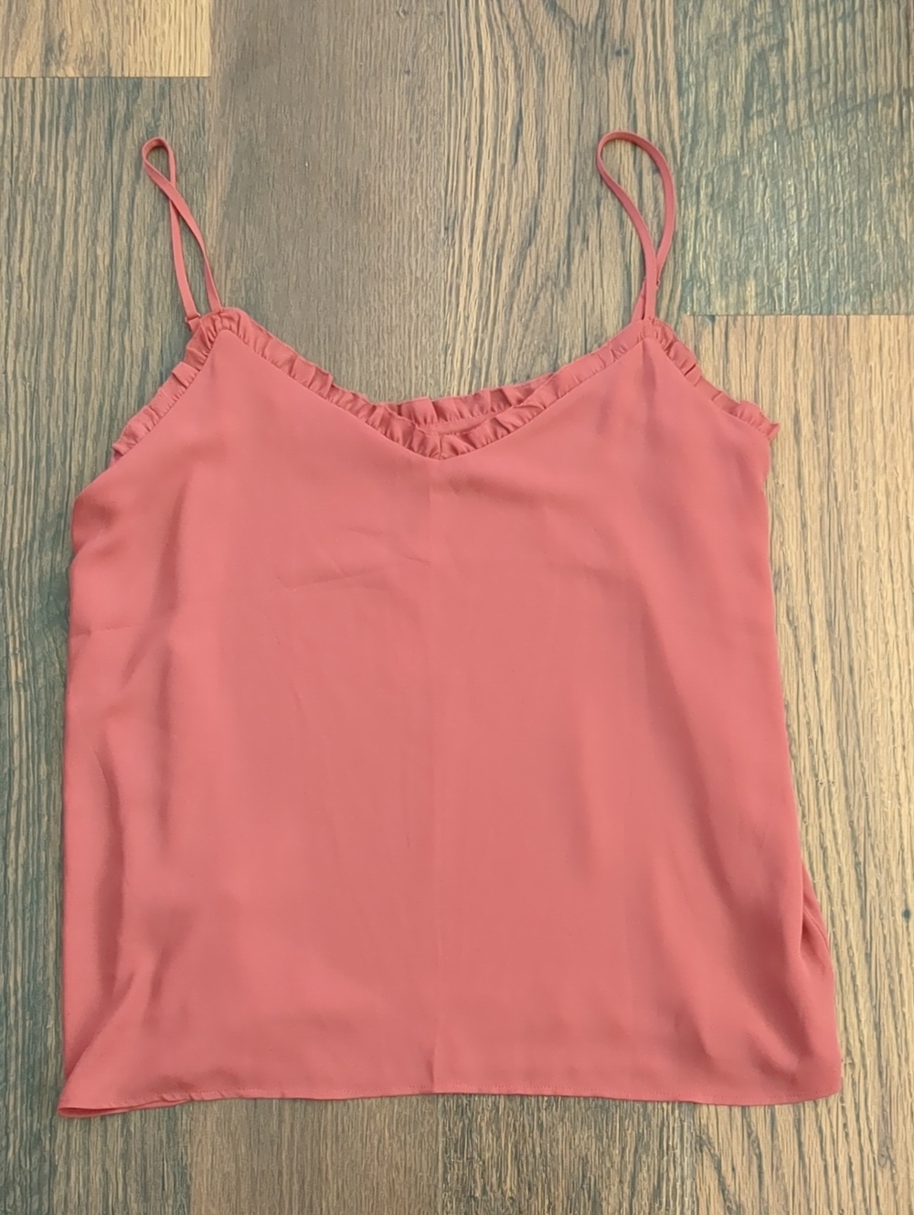 LOFT Autumn Rust Fall Ruffle Top Cami Tank, Size Medium, NEW